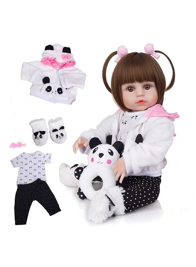 Beauenty Reborn Baby Doll 22 inch Realistic Newborn Baby Dolls - Lifelike Weighted with Soft Silicone Doll Girls with Plush Toy & Doll Clothes for Age 3+ (F)