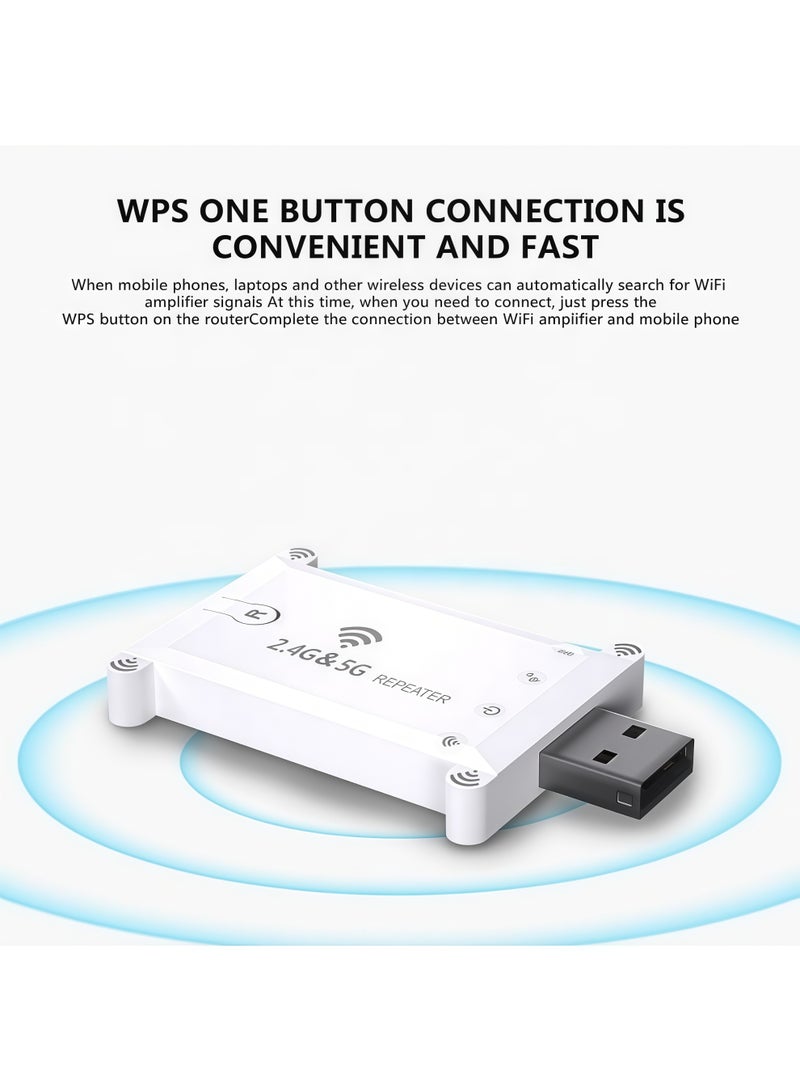 أورييل مُعزز إشارة WiFi لاسلكي بمنفذ USB - مُكرر إشارة مزدوج النطاق (2.4G/5G) بسرعة 1200 ميجابت في الثانية، يوفر تغطية إشارة شاملة وقدرة على اختراق الجدران، يعمل بنظام "التوصيل والتشغيل" (Plug and Play)، وهو جهاز محمول ومثالي للاستخدام في المنزل وأثناء السفر. - Image 5