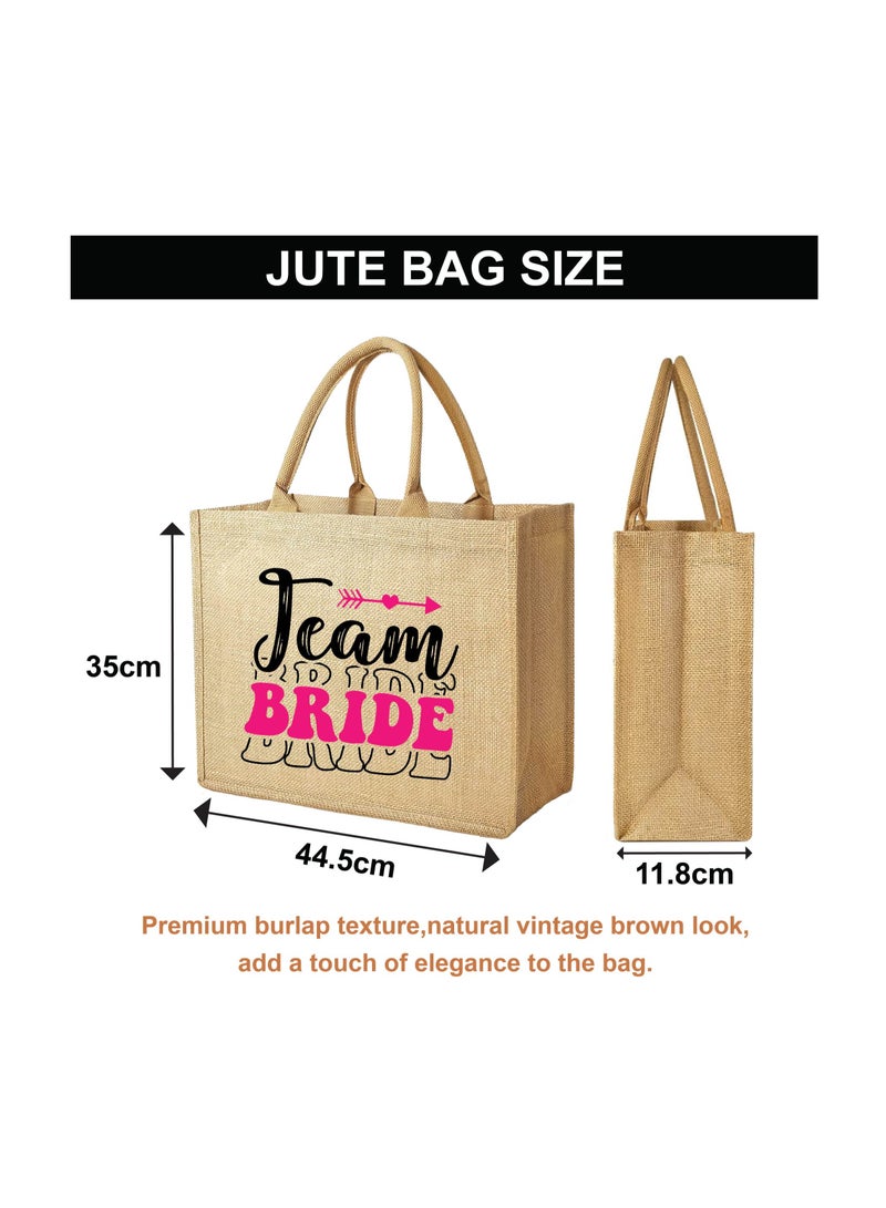 PRINTSHOP4ME Team Bride Jute Totes - Eco-Friendly Gifts for Every Team Member - Bridesmaids Besties - Weddings and Bridal Showers Jute Bag  - Image 2