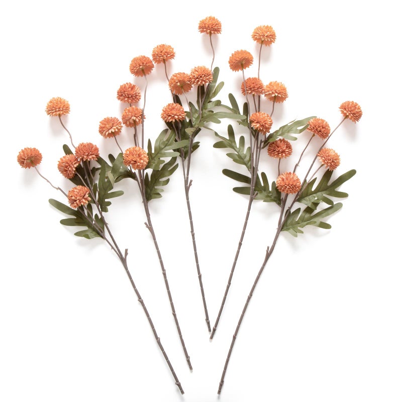 Laelfe Artificial Mums Flowers 5Pcs Silk Small Mini Kiku Fake Flower Faux Wildflowers with stem for Aesthetic Room Wedding Filler DIY Bouquet Centerpieces Arrangements Shower - Image 1