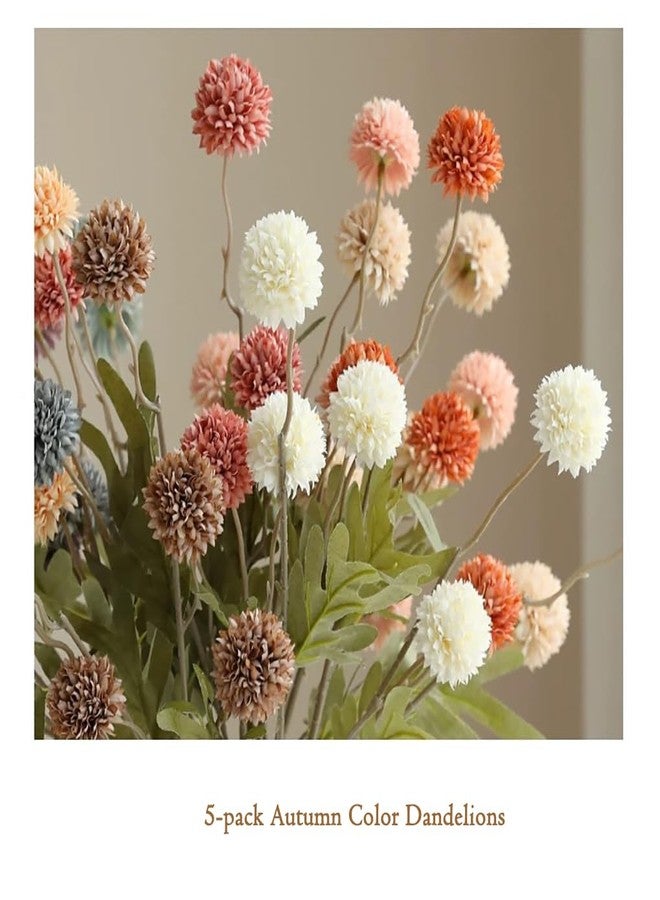 Laelfe Artificial Mums Flowers 5Pcs Silk Small Mini Kiku Fake Flower Faux Wildflowers with stem for Aesthetic Room Wedding Filler DIY Bouquet Centerpieces Arrangements Shower - Image 2