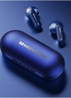 Monster XKT25 Wireless Bluetooth Earbuds Gaming Headphones Deep Bass Low Latency Game Headset with Built-in Microphone For Gaming Noise Canceling Headsets Blue
