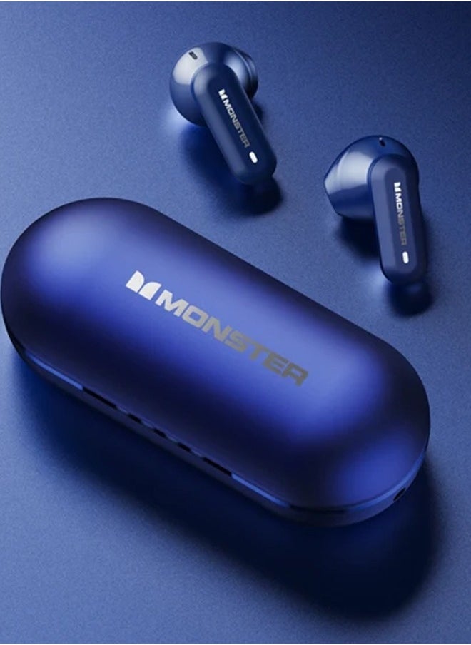 Monster - Monster XKT25 Wireless Bluetooth Earbuds Gaming Headphones Deep Bass Low Latency Game Headset with Built-in Microphone For Gaming Noise Canceling Headsets Blue - Image 1