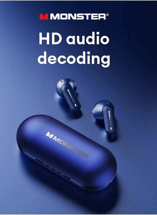 Monster - Monster XKT25 Wireless Bluetooth Earbuds Gaming Headphones Deep Bass Low Latency Game Headset with Built-in Microphone For Gaming Noise Canceling Headsets Blue - Image 1