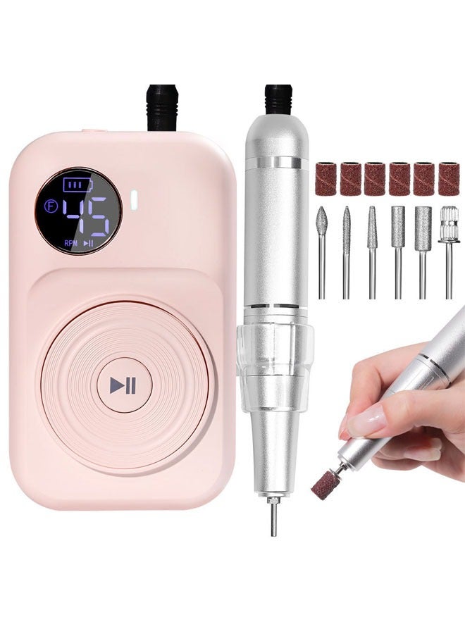 عام مثقاب أظافر كهربائي، يتميز بالضجيج المنخفض والحرارة المنخفضة والاهتزاز المنخفض، معدات محترفة لمثقاب الأكريليك مع 6 قطع مثقاب أظافر وحزام كاشط، مثالي لعمل الحمامات المنزلية والمناكير والبيديكير.