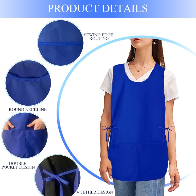 RRBXIA Smock Apron Cobbler Apron with Side Ties and 2 Deep Pockets Unisex Apron for work kitchen (Blue, Regular) - Image 2