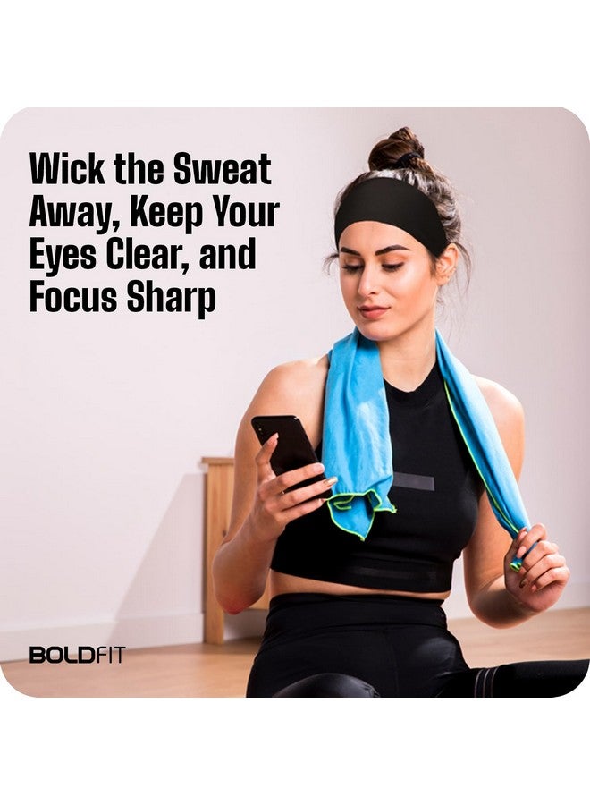 بولد فيت عصابة رأس من القطن من Boldfit للرجال والنساء - عصابة رأس رياضية بدون حمالات للصالة الرياضية والتنس وكرة الريشة والرياضات الأخرى - عصابة شعر للجنسين مع عصابات رأس غير قابلة للانزلاق للشعر الطويل - أسود، عبوة من قطعة واحدة - Image 4