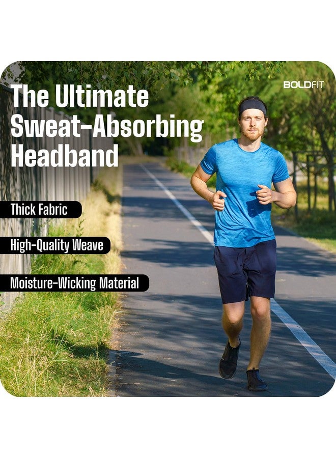بولد فيت عصابة رأس من القطن من Boldfit للرجال والنساء - عصابة رأس رياضية بدون حمالات للصالة الرياضية والتنس وكرة الريشة والرياضات الأخرى - عصابة شعر للجنسين مع عصابات رأس غير قابلة للانزلاق للشعر الطويل - أسود، عبوة من قطعة واحدة - Image 2