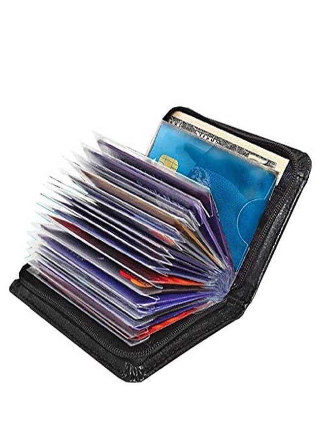 JahyShow 36 Slots Credit Card Holder Wallet Zip Leather Card Case RFID Blocking - Image 5