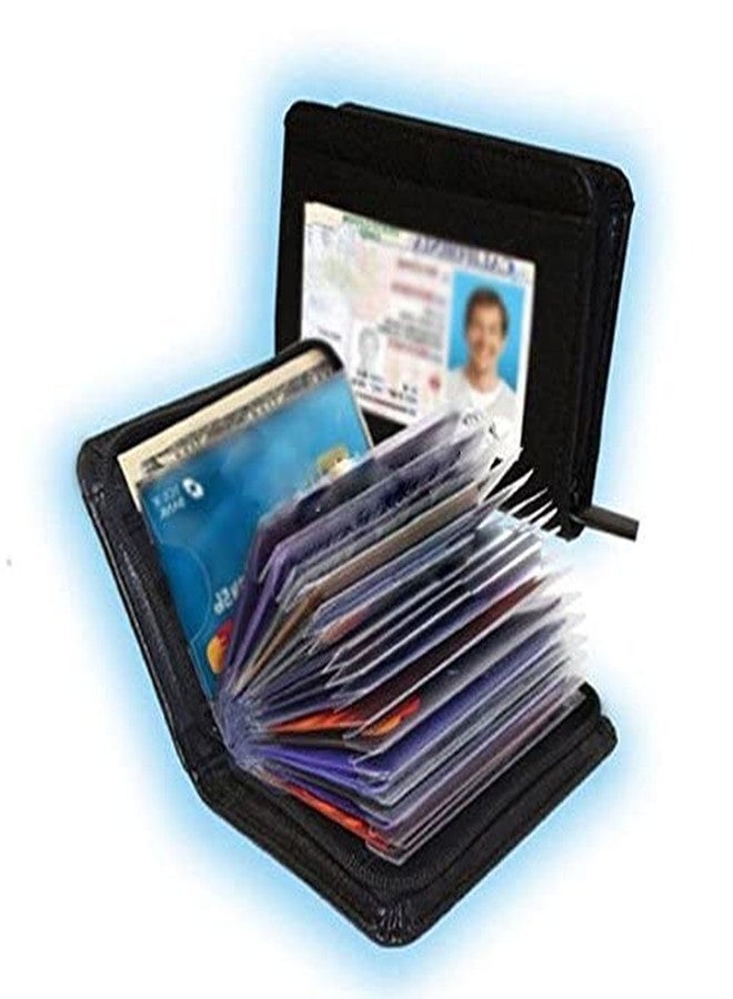 JahyShow 36 Slots Credit Card Holder Wallet Zip Leather Card Case RFID Blocking - Image 2