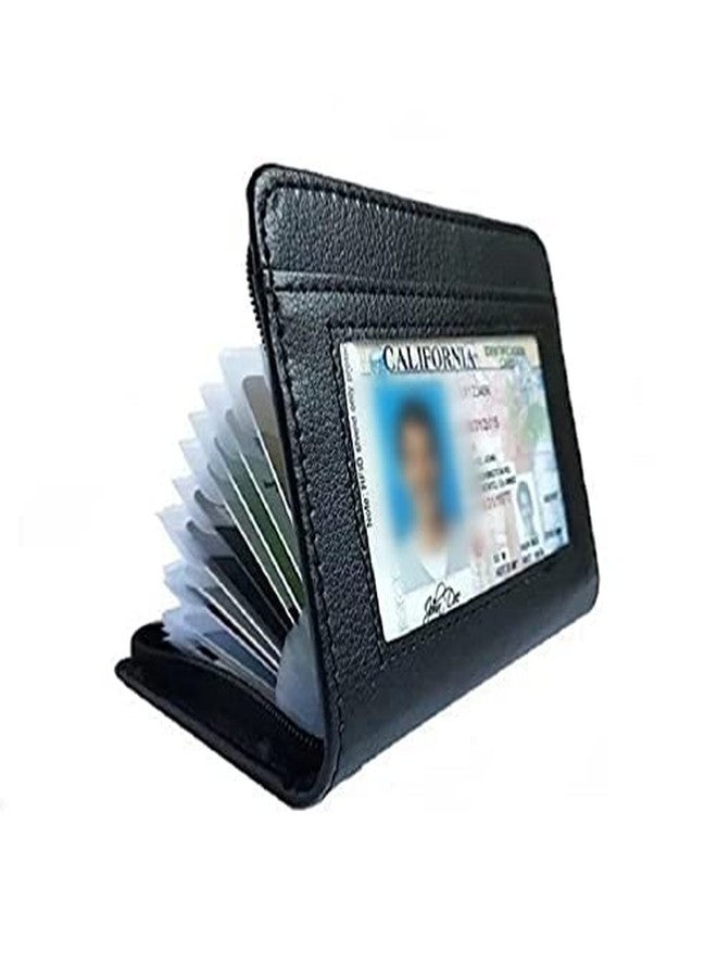 JahyShow 36 Slots Credit Card Holder Wallet Zip Leather Card Case RFID Blocking - Image 4