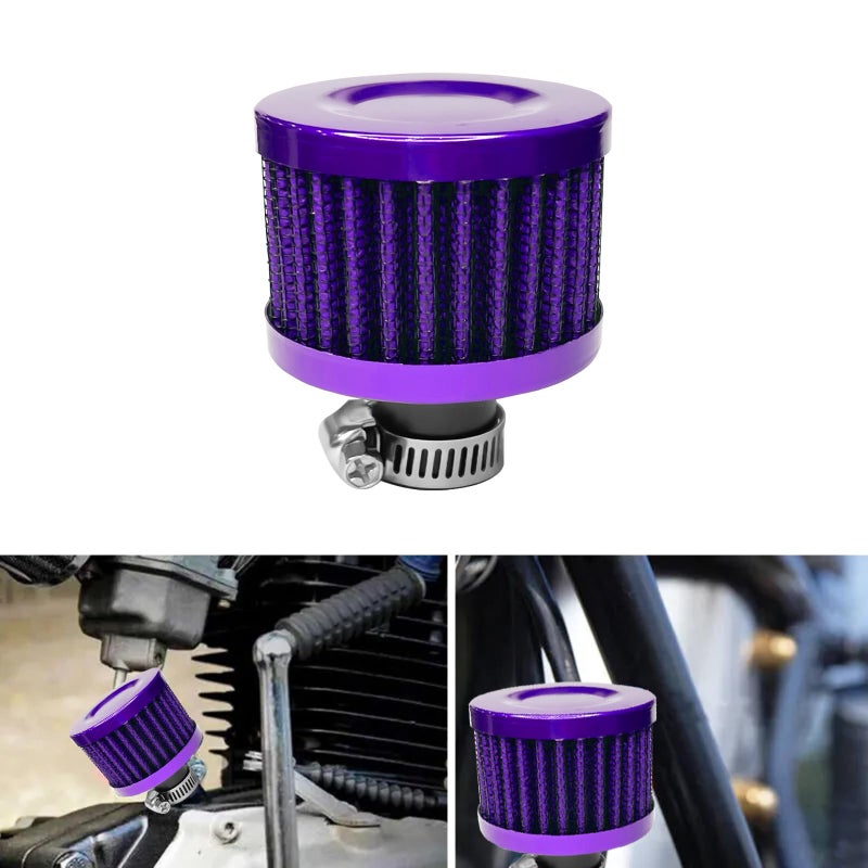 Generic Pvotawp Breather Filter Reather Fit Air Vent Cleaner Cold Air Intake Filter Kit, 0.47" Turbo Vent Intake Filter Valve Cover Cleaner Crankcase Breather Filter Fits Car Motorcycle (Purple)  - Image 1