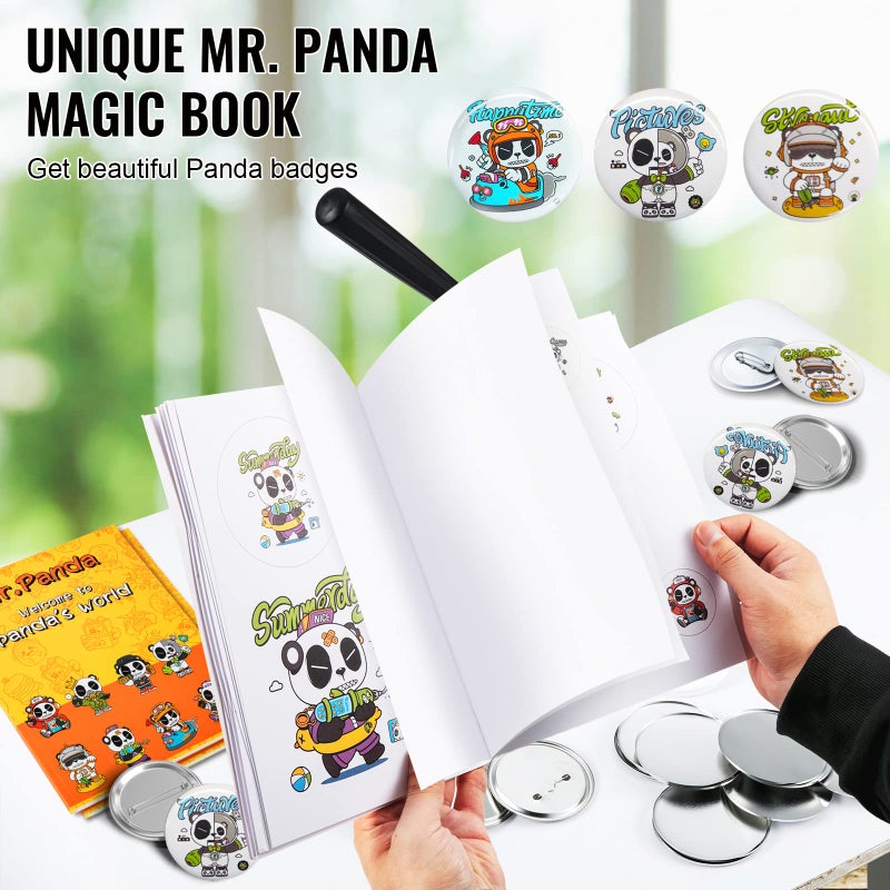 VEVOR Button Maker Machine, Multiple Sizes 1.25+2.25 Inch Badge Punch Press Kit, Children DIY Gifts Pin Maker, Button Making Supplies with 500pcs Button Parts & Circle Cutter & Magic Book - Image 3