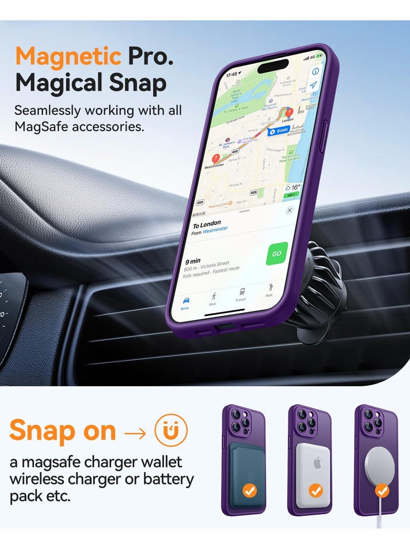 SOKAD MagSafe Matte Purple Case for iPhone 15 Pro, Full Camera Protection - Image 4