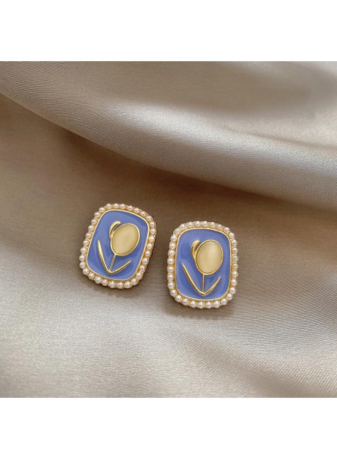 S925 Silver Needle Light Luxury Super Fairy Temperament Earrings Women's High-grade Versatile Personalized Earrings Hong Kong Style Niche Versatile Earrings