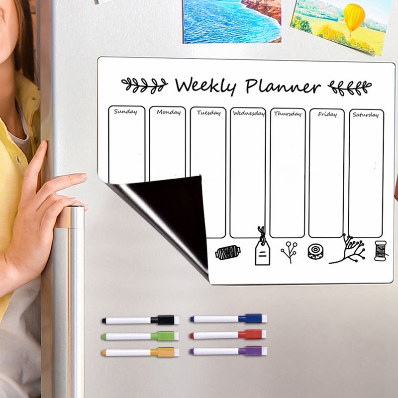 2 Sets Magnetic Schedule Board Magnetic Weekly Planner Board Refrigerator Board - Image 4