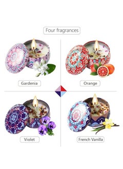 Golden Rose Set of 4 Luxury Dried Flower Scented Candles, Natural Scented Soy Candle Gift Set for Home, Spa, Bath, Yoga, or Travel, Elegant Gift for Relaxation, Long Lasting Candles  - Image 3