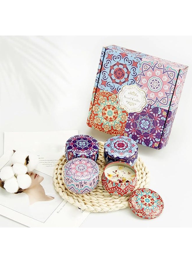 Golden Rose Set of 4 Luxury Dried Flower Scented Candles, Natural Scented Soy Candle Gift Set for Home, Spa, Bath, Yoga, or Travel, Elegant Gift for Relaxation, Long Lasting Candles  - Image 2