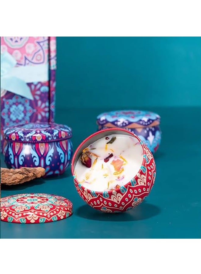 Golden Rose Set of 4 Luxury Dried Flower Scented Candles, Natural Scented Soy Candle Gift Set for Home, Spa, Bath, Yoga, or Travel, Elegant Gift for Relaxation, Long Lasting Candles - Image 4