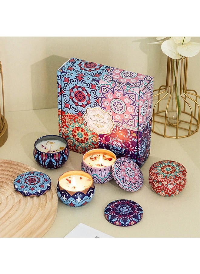 Golden Rose Set of 4 Luxury Dried Flower Scented Candles, Natural Scented Soy Candle Gift Set for Home, Spa, Bath, Yoga, or Travel, Elegant Gift for Relaxation, Long Lasting Candles - Image 1