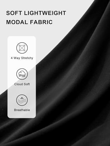 DLOODA Women's Wide Leg Flowy Pants, Soft Modal Lounge Loose Pants with Pockets for Travel Casual Wear Black - Image 5