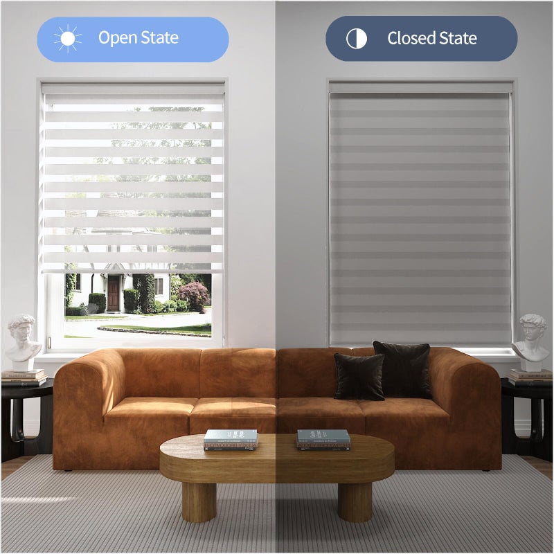sunmaintain Zebra Blinds for Windows (34" W x 72" H, White) Zebra Roller Window Shades, Corded Dual Layer Light Filtering Privacy for Day and Night, Light Control and Protecting Privacy for Home and Office - Image 3