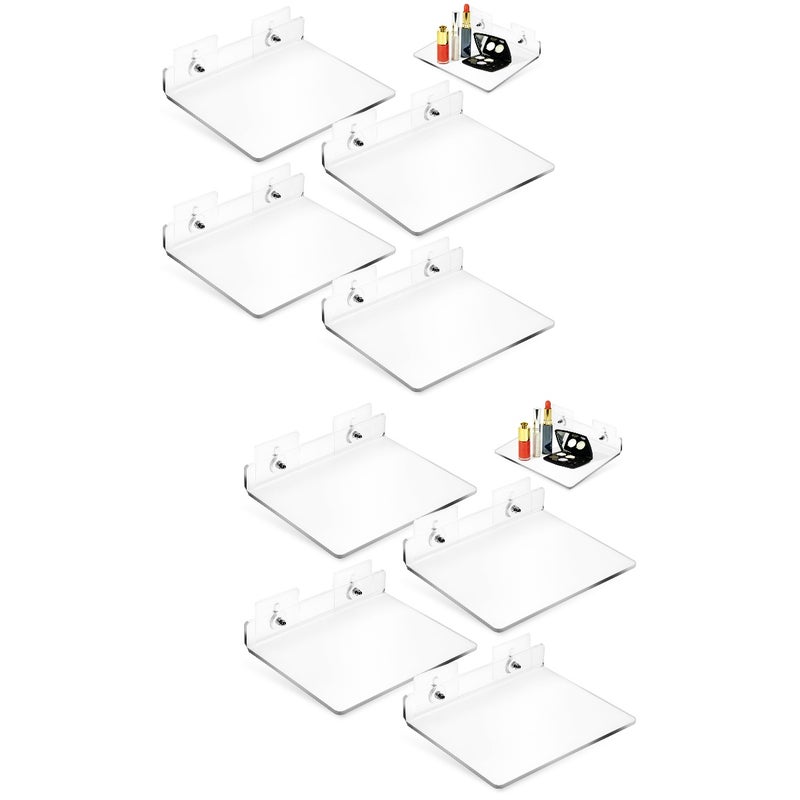 8 Pcs Floating Shelves Versatile Self Adhesive Small Shelves for Bathroom Kitchen Bedroom Living Room - Image 1