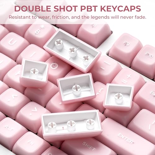 GMKWTL XVX Translucent Pink Keycaps, Double Shot PBT Keycaps, MDA Profile Keyboard Caps 132 Keys, Custom Keycap Set Compatible with 61/64/68/84/87/100/104/108 Gateron Cherry MX Switches Mechanical Keyboard - Image 3