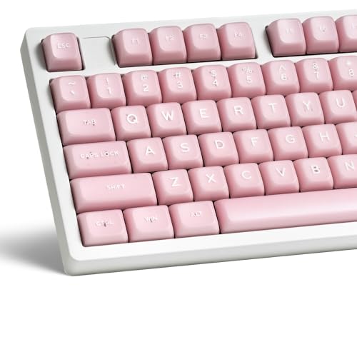GMKWTL XVX Translucent Pink Keycaps, Double Shot PBT Keycaps, MDA Profile Keyboard Caps 132 Keys, Custom Keycap Set Compatible with 61/64/68/84/87/100/104/108 Gateron Cherry MX Switches Mechanical Keyboard - Image 1