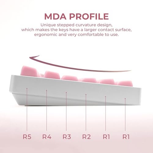 GMKWTL XVX Translucent Pink Keycaps, Double Shot PBT Keycaps, MDA Profile Keyboard Caps 132 Keys, Custom Keycap Set Compatible with 61/64/68/84/87/100/104/108 Gateron Cherry MX Switches Mechanical Keyboard - Image 5