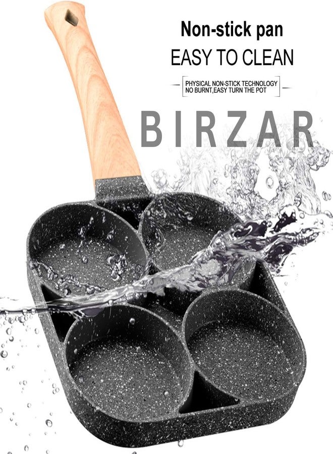 BIRZAR Sauce and Oil Bottle with Silicone Brush for Cooking BBQ Kitchen and 4 Hole Non Stick Egg Frying pan with Detachable Wooden Handle Multi Purpose Frying pan for Omelet uttapam idli Burger - Image 5