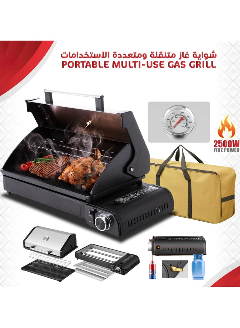 Portable Gas Grill 2500W – Multi-Use Outdoor BBQ Grill with Adjustable Temperature Knob, Compact  Gas Stove for Camping, Tailgating, Picnics, Travel & Home Use  - Image 2