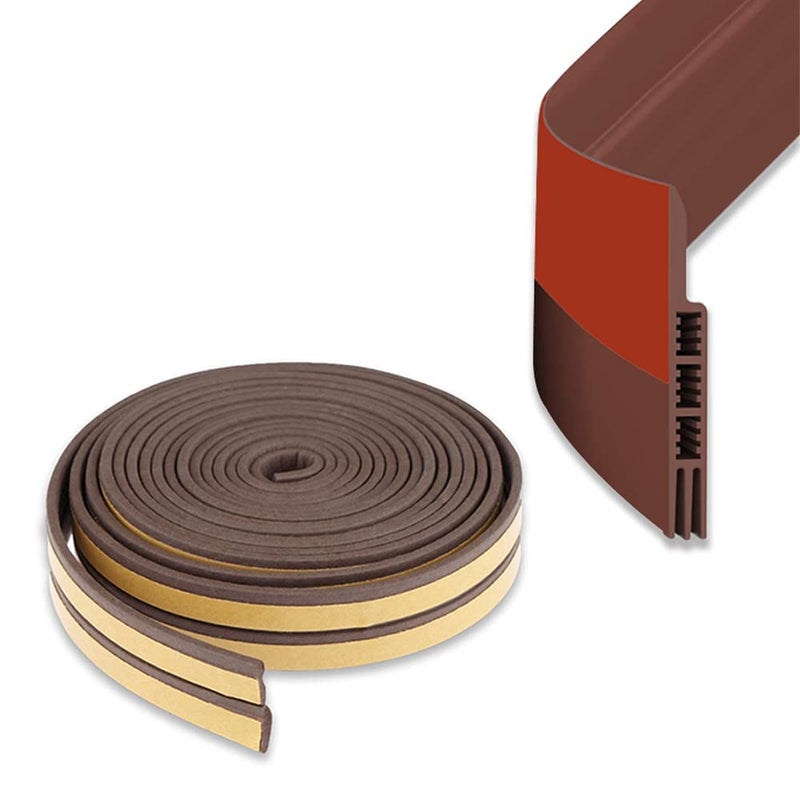 Bellveen Complete Door Seal Set Door Bottom Seal Door Perimeter Seal Both Self Adhesive Soundproofing weatherproofing of Doors Brown - Image 1