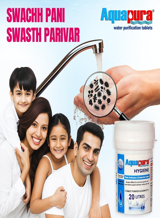 Aquapura أقراص تنقية المياه أكوابورا، عبوة من 100 قرص، كل قرص يكفي لتنقية 10 لترات من الماء (جهاز تنقية المياه)، ضمان لمدة 3 سنوات، يجعل الماء نقيًا وآمنًا، عبوة من قطعتين - Image 5