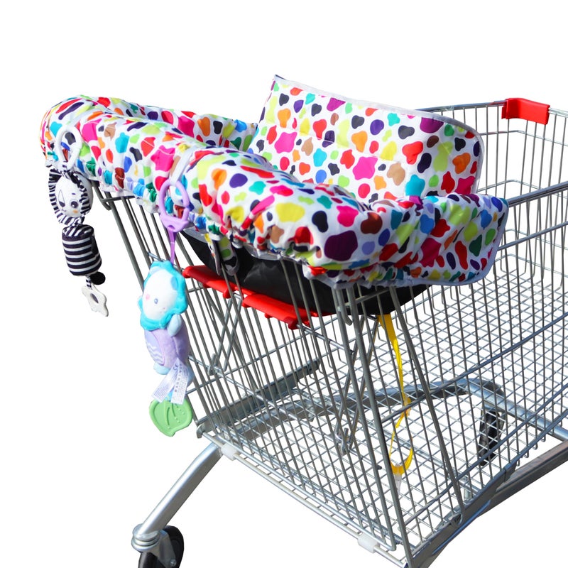 Xioioix 2 In 1 Shopping Cart Cover&High Chair Cover For Restaurant Seat  Grocery Cart Cover For Baby Infant Toddler Girl/Boy Reversible  Machine Washable (Colorful) - Image 2