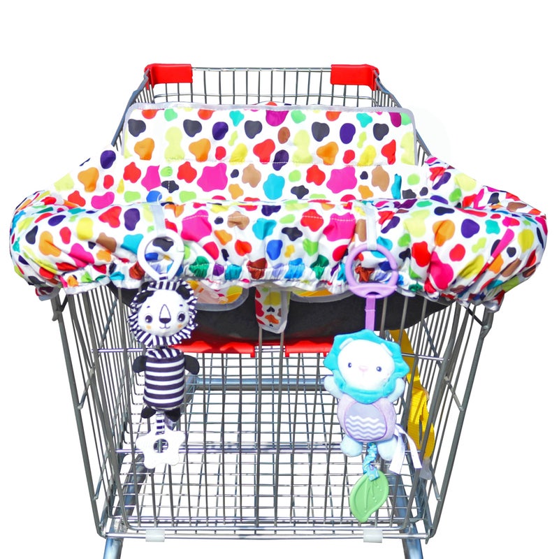 Xioioix 2 In 1 Shopping Cart Cover&High Chair Cover For Restaurant Seat  Grocery Cart Cover For Baby Infant Toddler Girl/Boy Reversible  Machine Washable (Colorful) - Image 1