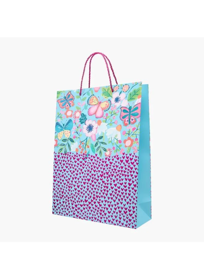 فايندز Findz Floral Print Paper Gift Bag - Large