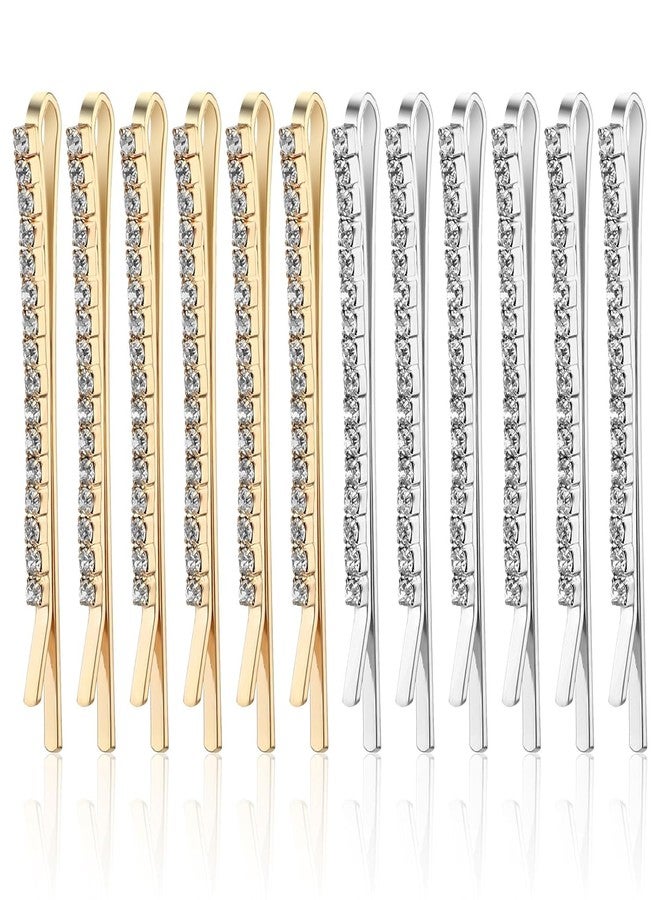 VORSET 10(5 silver 5 gold) Pieces Rhinestone Bobby Pins for Hair | Sparkly Hair Clips for Women & Girls | Crystal Hair Accessories for Party & Wedding. - Image 1