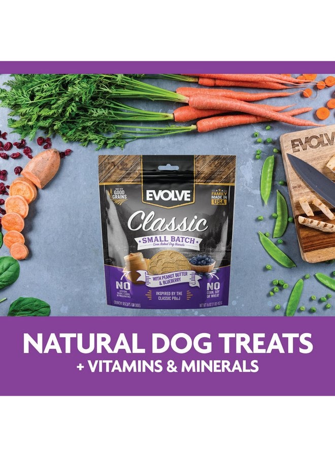Evolve Classic Small Batch Oven Baked with Peanut Butter and Blueberry Biscuits Dog Treats, 16oz - Image 3