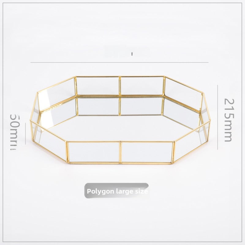 Gold-Edge Glass Storage Plate: Compact Vintage Design - Multifunctional Decorative Tray for Home Desk, Business Gifting & Small Spaces - Image 1