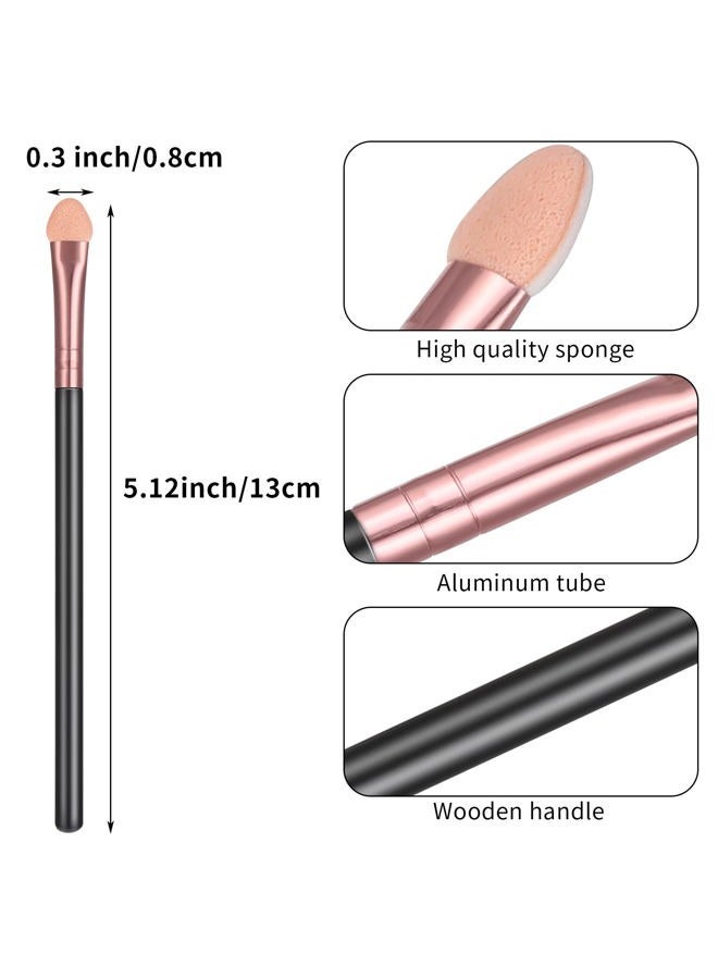 Sibba 12 PCS Eyeshadow Brush Makeup Set Eye Shadow Applicators Double Sided Sponge Tip Sticks Cream Glitter Beauty Blender Fan Lash Eyelash Extensions Mascara Eyebrow Small Black Oval Wand Handle - Image 4