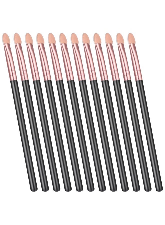 Sibba 12 PCS Eyeshadow Brush Makeup Set Eye Shadow Applicators Double Sided Sponge Tip Sticks Cream Glitter Beauty Blender Fan Lash Eyelash Extensions Mascara Eyebrow Small Black Oval Wand Handle - Image 1