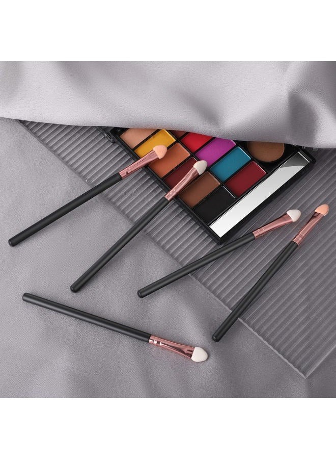 Sibba 12 PCS Eyeshadow Brush Makeup Set Eye Shadow Applicators Double Sided Sponge Tip Sticks Cream Glitter Beauty Blender Fan Lash Eyelash Extensions Mascara Eyebrow Small Black Oval Wand Handle - Image 5