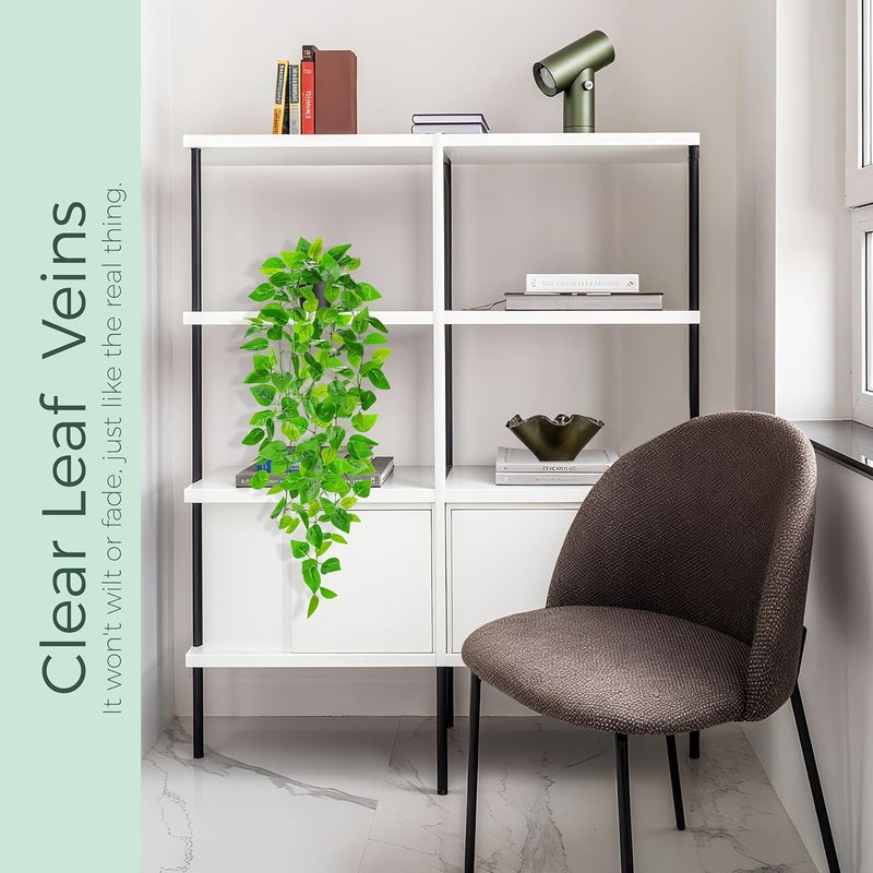 Der Rose 34'' Fake Hanging Plants Artificial Potted Pothos Vine Plants Indoor and Outdoor for Office Home Living Room Bathroom Wall Shelf Decor (1Pack) - Image 4