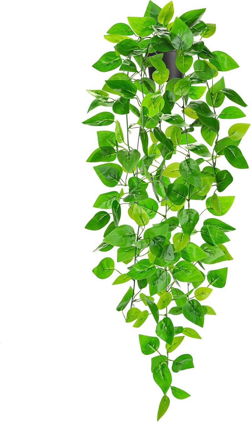 Der Rose 34'' Fake Hanging Plants Artificial Potted Pothos Vine Plants Indoor and Outdoor for Office Home Living Room Bathroom Wall Shelf Decor (1Pack) - Image 1