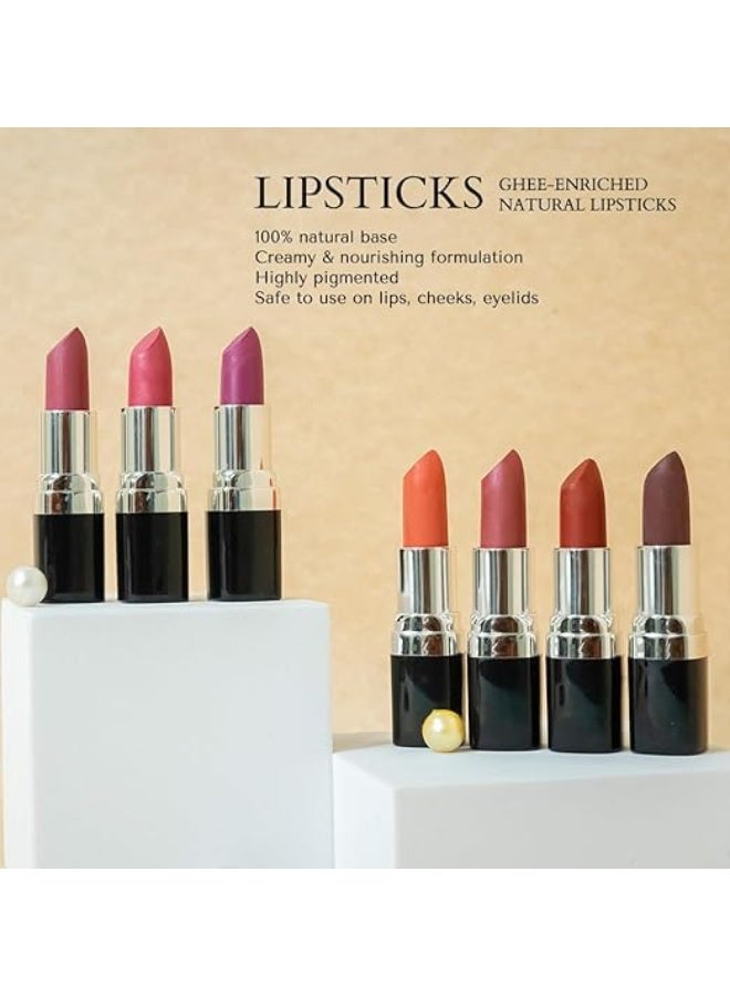 Barva Natural & Moisturising Lipsticks made using Pure Ghee, Kokum butter and Mineral Colours, 4.3g (Burgundy + Fuchsia + Rose Damask) - Image 2