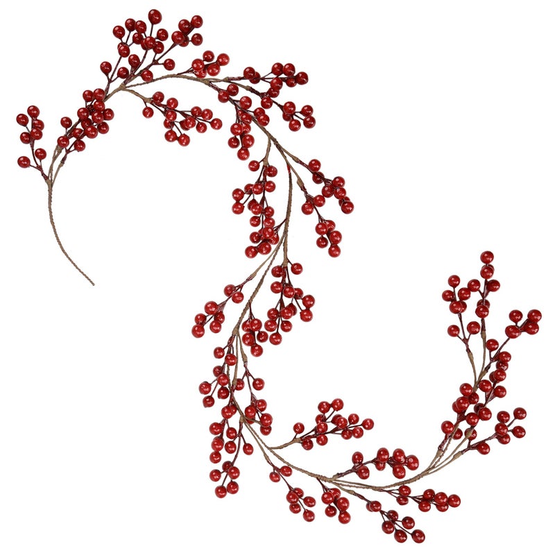 GREENTIME Christmas Red Berry Garland Fake Red Berry for Indoor Outdoor Home Decoration for Winter Christmas Holiday New Year Decor