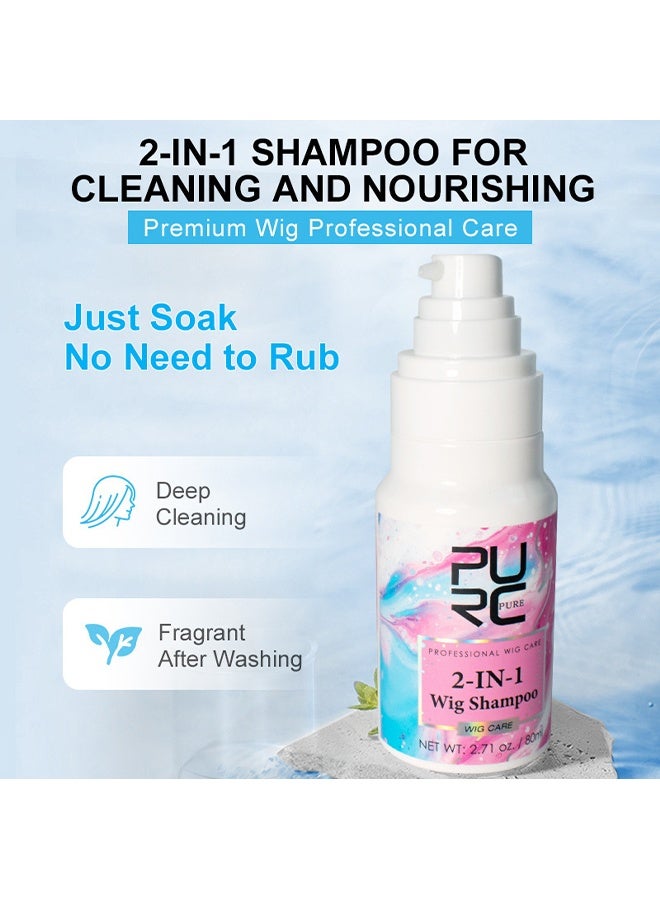 PURC 2-IN-1 Wig Shampoo, Wig Leave-In Conditioner  Detangling Spray for Synthetic Hair, Moisturizing Hydrating Hair Spray, Wig Care Melting Spray, Anti-Frizz Wig Detangler and Conditioning Mist for Easy Styling 80ml - Image 3