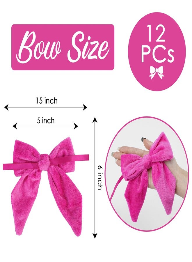 AIMUDI Hot Pink Bows 5''×6'' Christmas Bows for Gift Wrapping Fuchsia Present Bows Fur Bows for Christmas Trees Fireplaces Wreaths Crafts Home Outdoor Winter Decoration, 12 PCs - Image 3