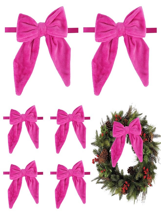 AIMUDI Hot Pink Bows 5''×6'' Christmas Bows for Gift Wrapping Fuchsia Present Bows Fur Bows for Christmas Trees Fireplaces Wreaths Crafts Home Outdoor Winter Decoration, 12 PCs - Image 1